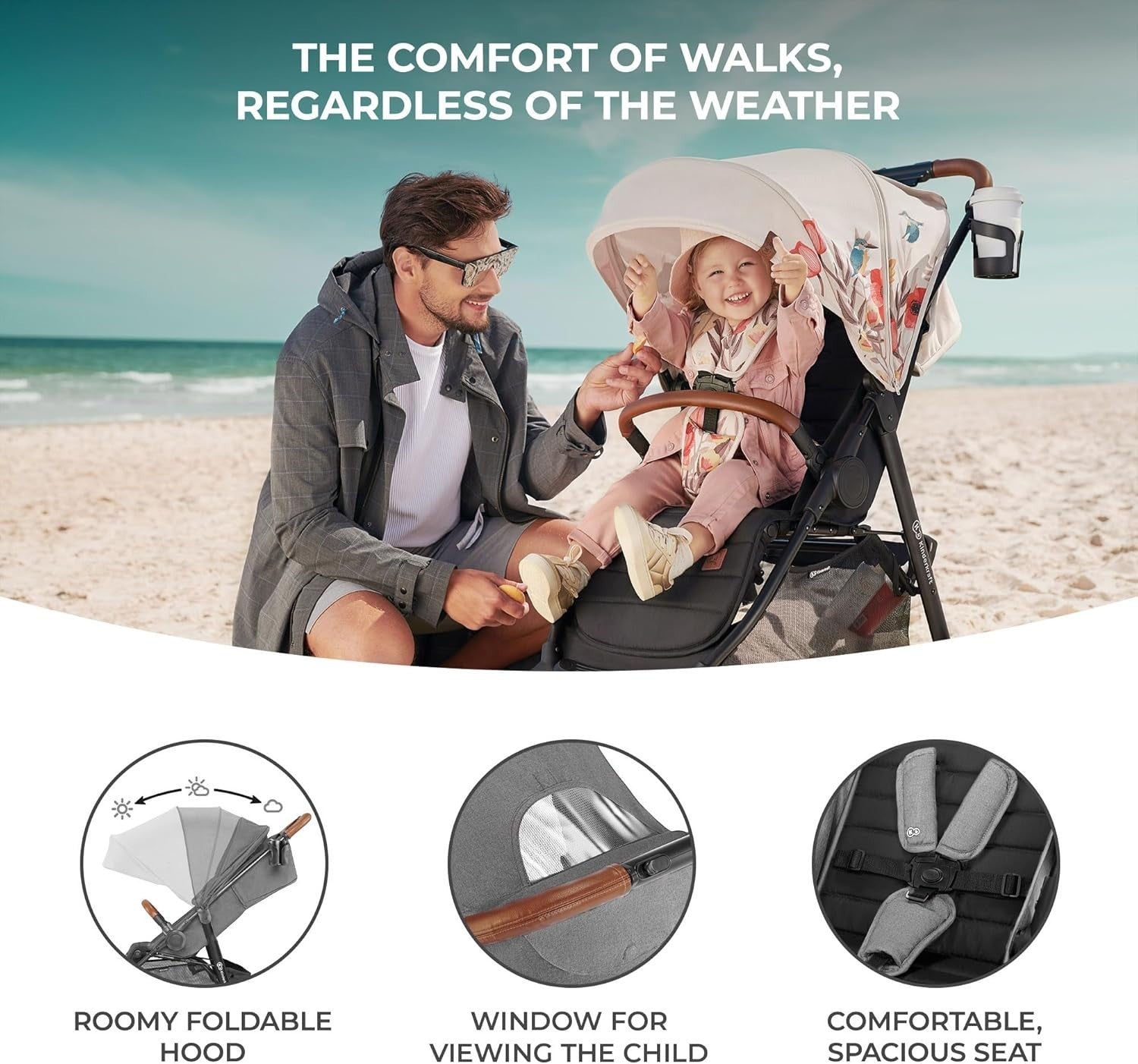 Baby Pushchair Stroller Lie Flat One Hand Fold All Terrain 22kg Grey