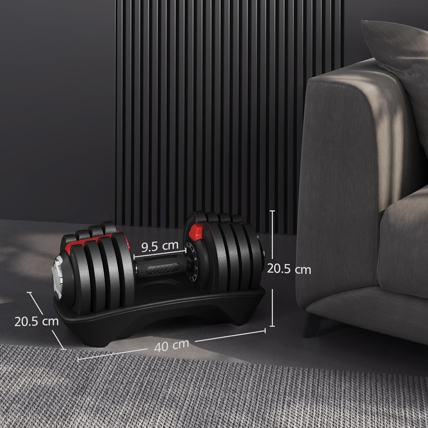 Adjustable Dumbbell Set 18kg Pair 12-Level One-Second Dial Home Gym