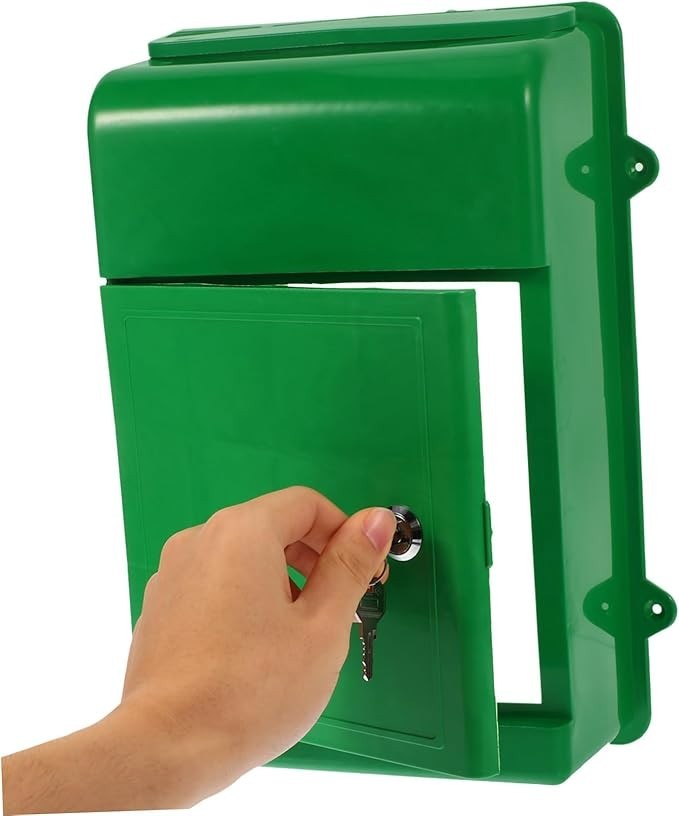 Wall Mounted Locking Mailbox Green Weatherproof Secure Post Box for Home Office