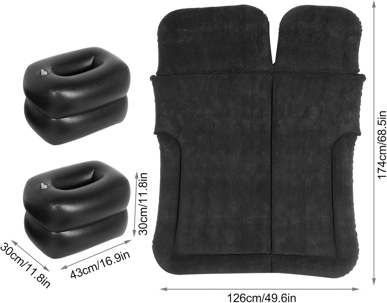 SUV Car Air Mattress Inflatable Back Seat Bed Flocking PVC Camping