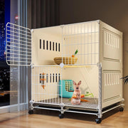 Large Rabbit Cage Indoor 2 Tier with Wheels Ventilated Easy Clean