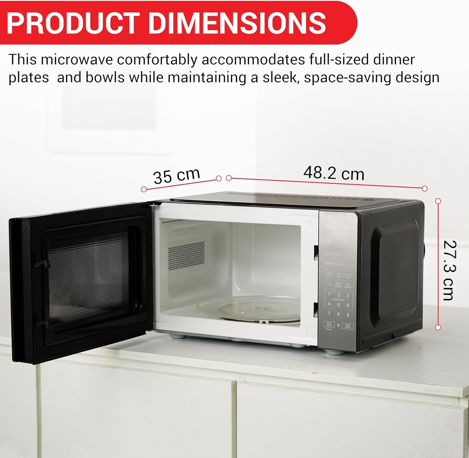23L Digital Microwave 900W 11 Power Levels Touch Control