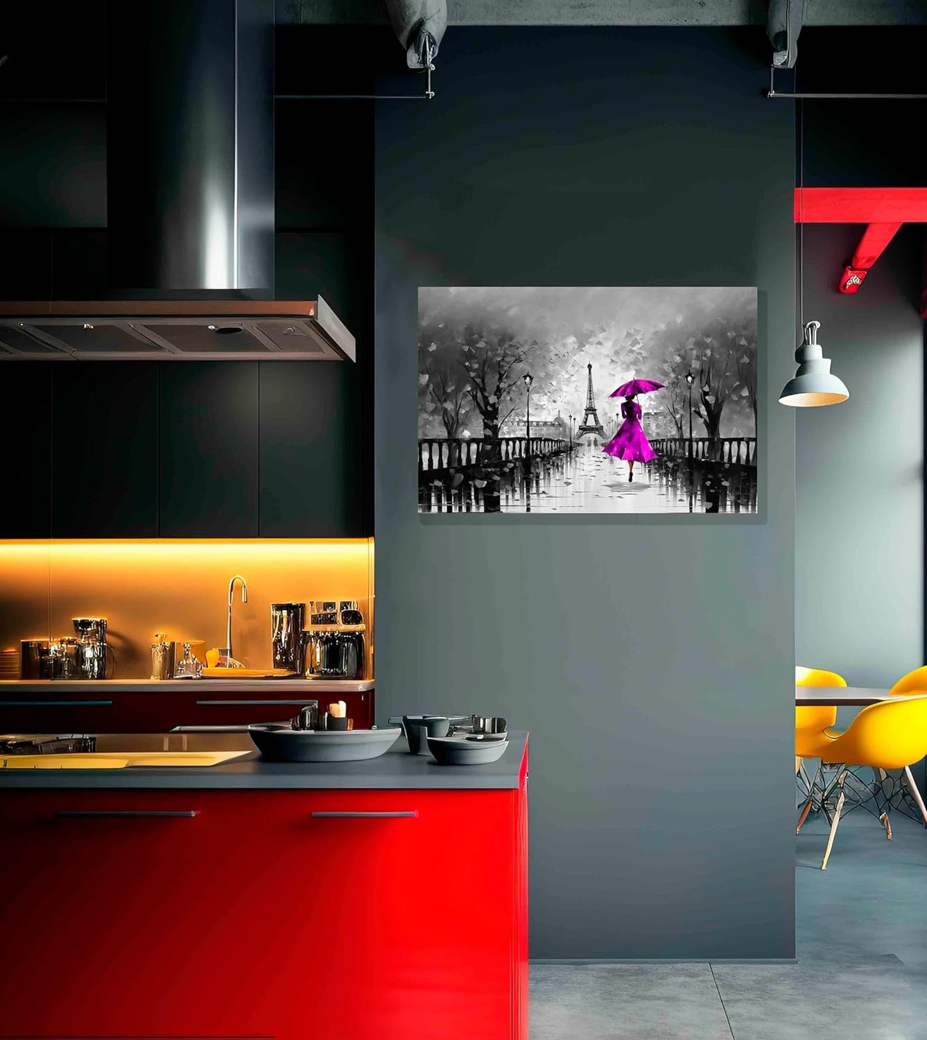 Black White Paris Rain Canvas Wall Art 76x50cm Modern Abstract Decor