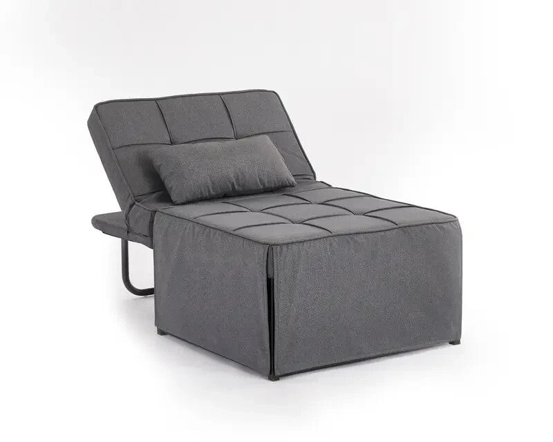 Dark Grey 1 Seater Ottoman Sofa Bed Chair Guest Sleeper Recliner
