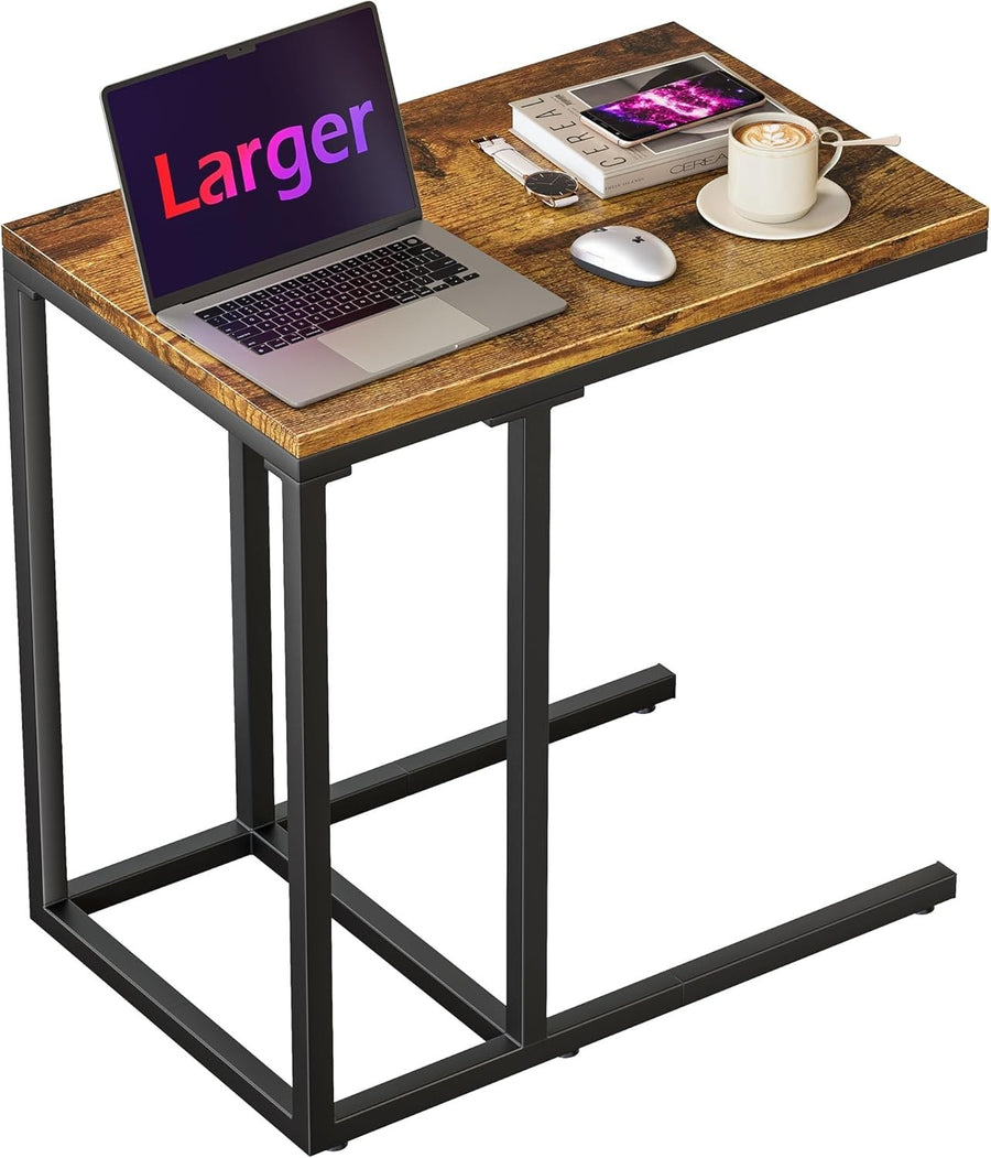 Small C-Shaped Side Table with Sturdy Metal Frame, Laptop & Sofa Table