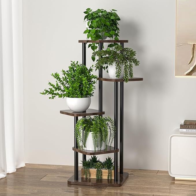5 Tier Metal Plant Stand Indoor Outdoor Corner Flower Shelf for Home & Balcony