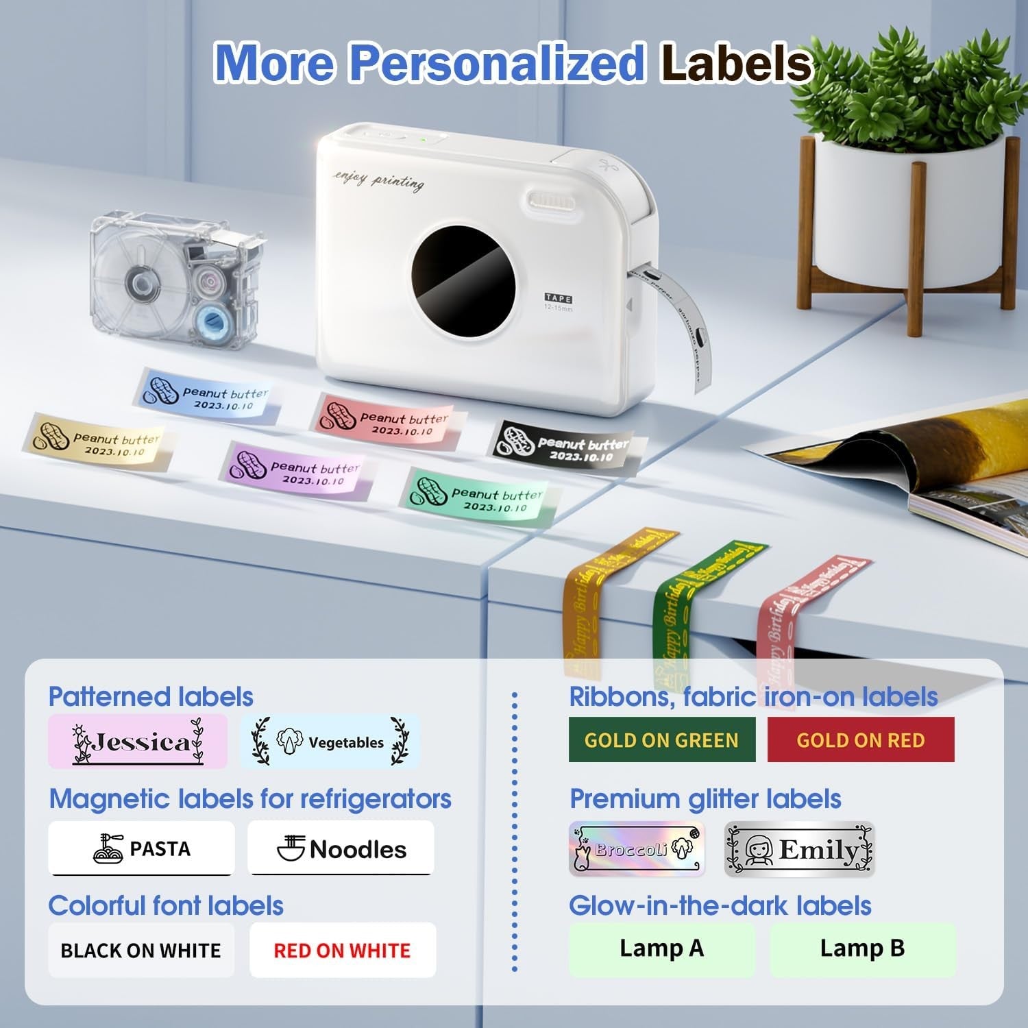 Portable Bluetooth Thermal Label Maker 203 DPI Wireless Sticker Printer