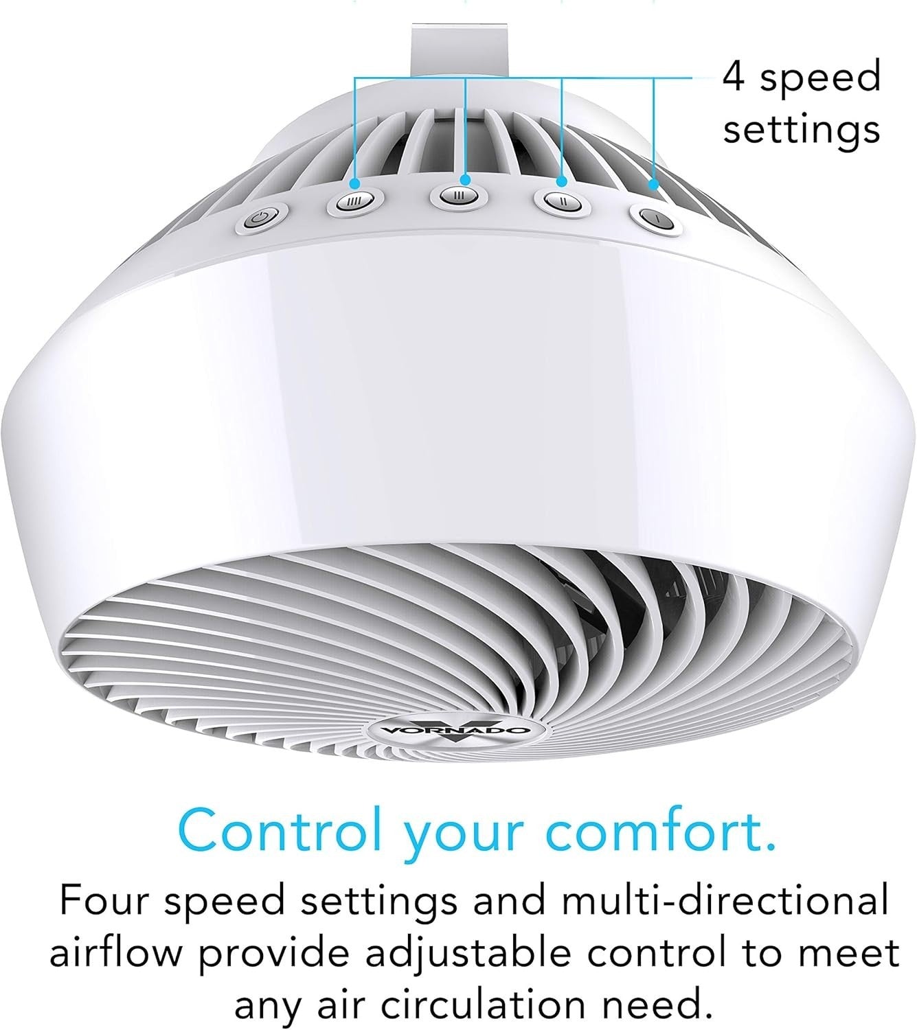 Whole Room Air Circulator – 4-Speed Quiet Table Fan w 3-Blade Design & 56W Motor