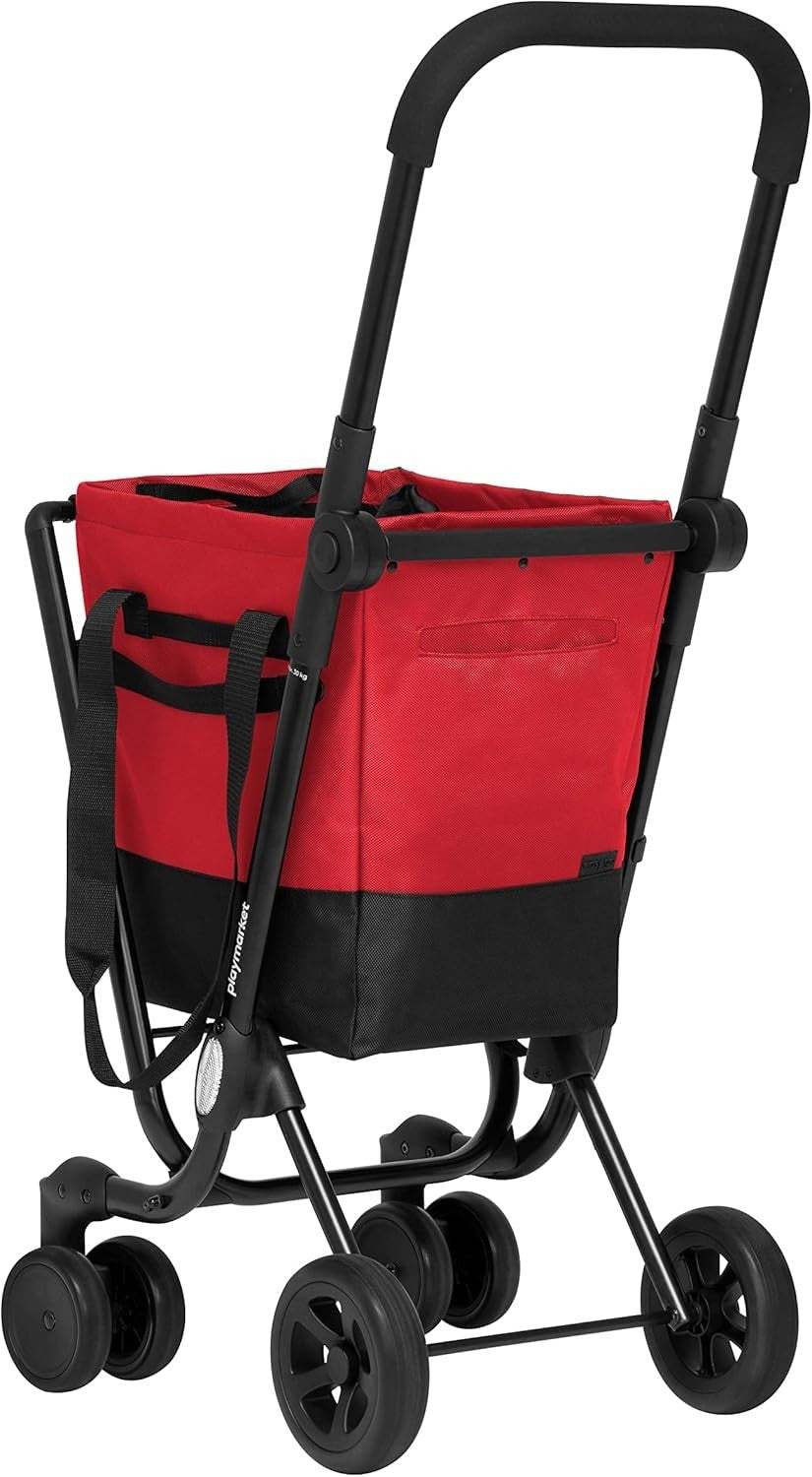 Foldable Cherry Shopping Trolley Cart 40L Waterproof Removable Bag