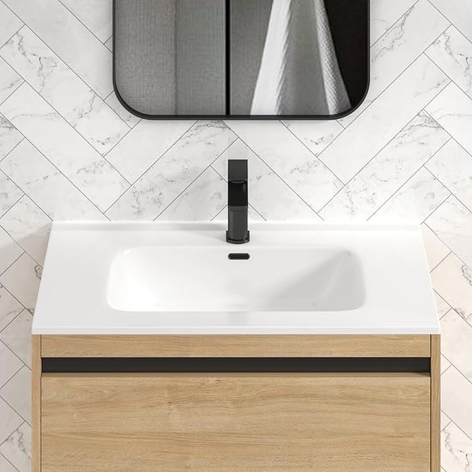 800mm Oak Floor Standing Vanity Unit with Basin Sink 2 Door Bathroom Cabinet