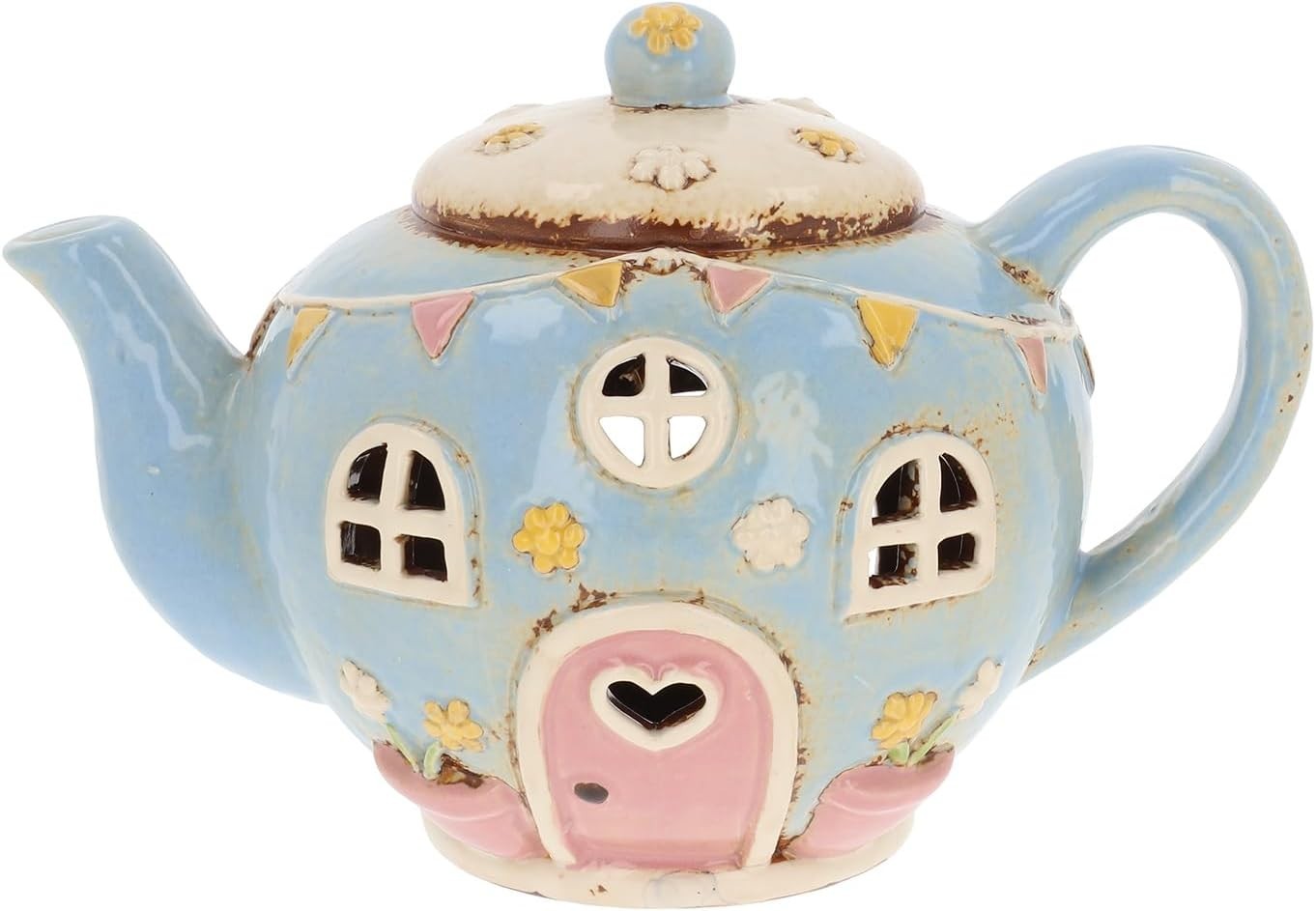 Ceramic Fantasy House Teapot Hand Painted Fairy Cottage Ornament Gift