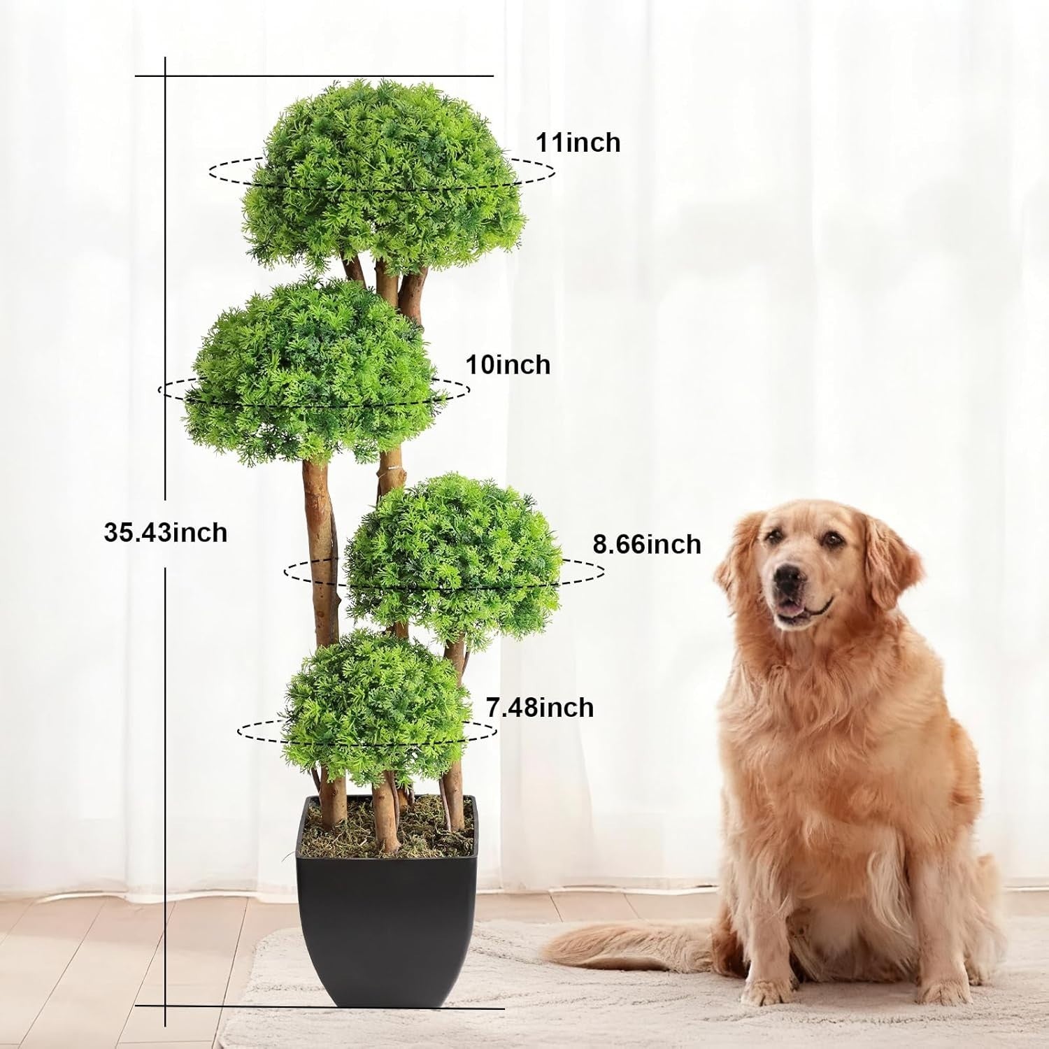 90cm Artificial Cypress Topiary Ball Trees Set of 2 in Weighted Pot Decoration