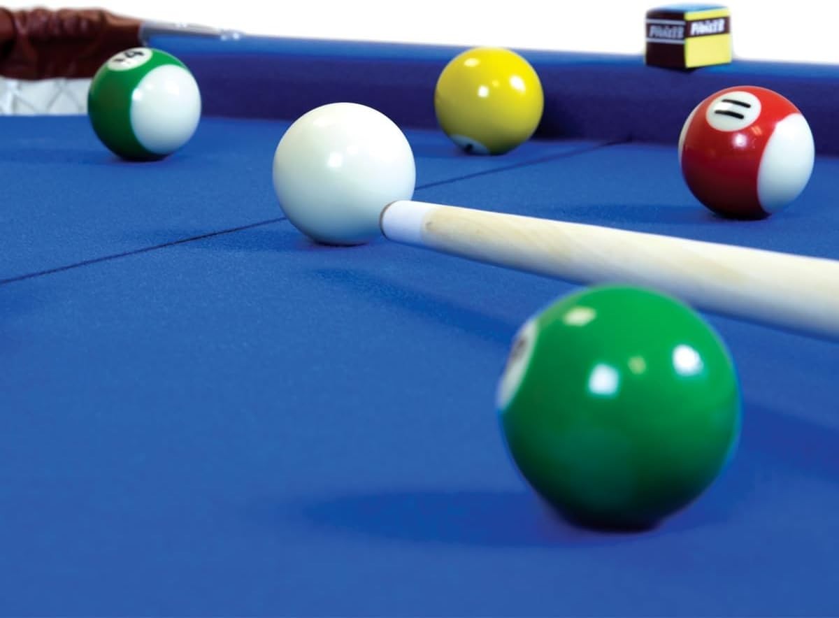 4FT 6in Folding American Pool Table Blue w Balls Cues Scoreboard