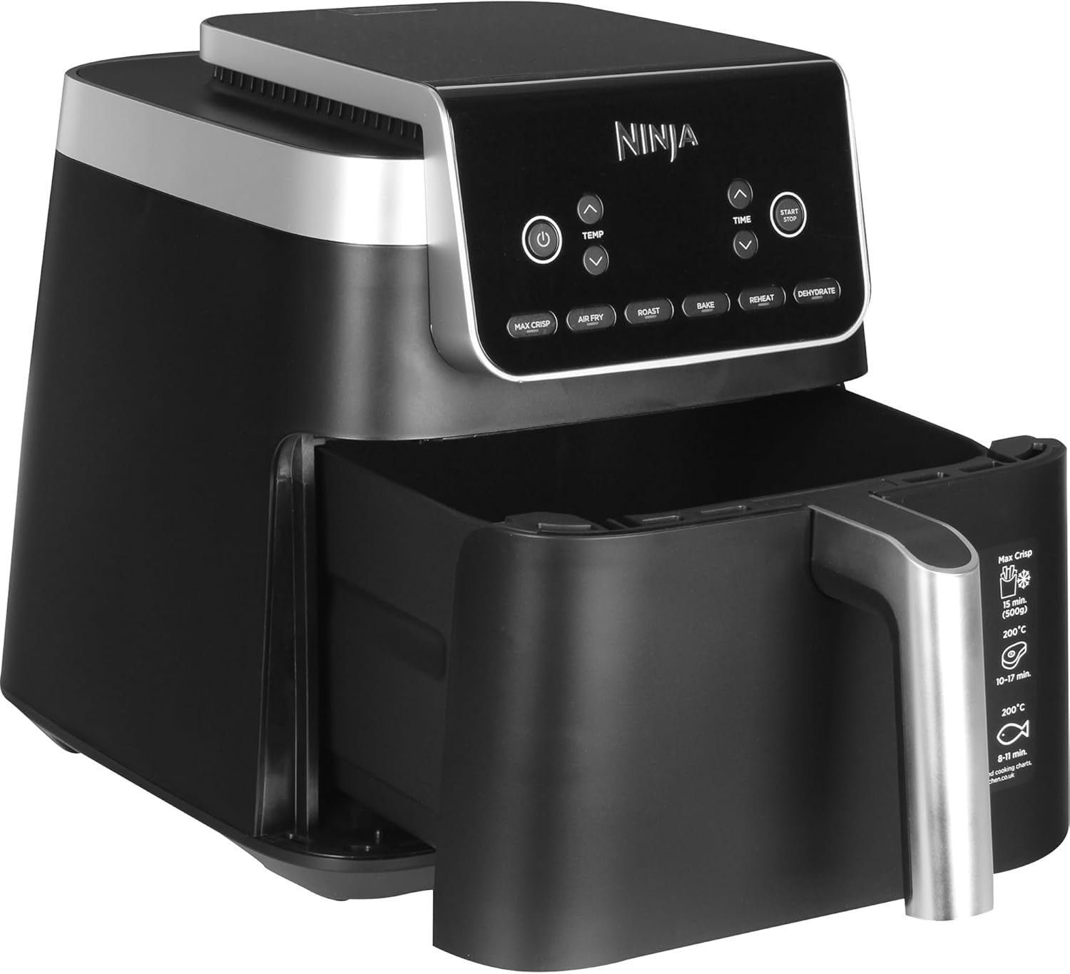 Air Fryer 6.2L MAX Crisp 6-in-1 Oil Free Nonstick Dishwasher Safe Black
