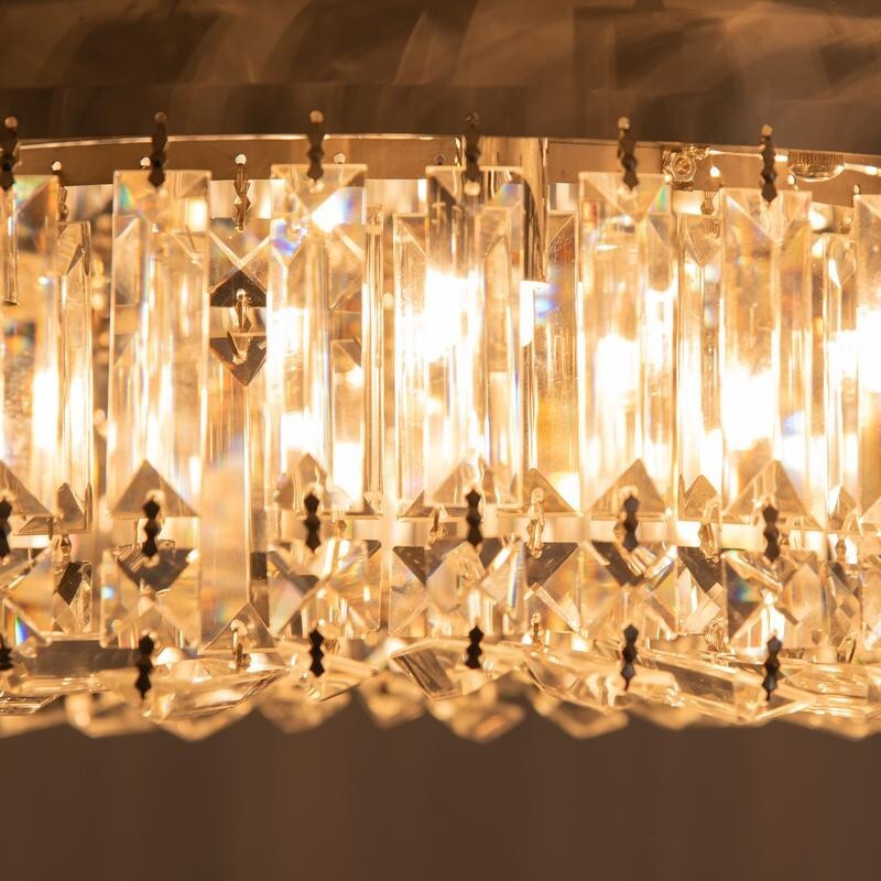 Luxury 50cm Crystal Ceiling Light Chandelier Flush Mount G9 Modern Chrome