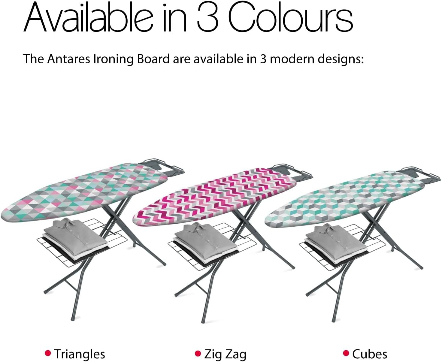 Height Adjustable Ironing Board with Iron Rest Shelf 114x38cm Large