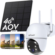 4G LTE Solar Security Camera 2K PTZ Auto Tracking No WiFi CCTV