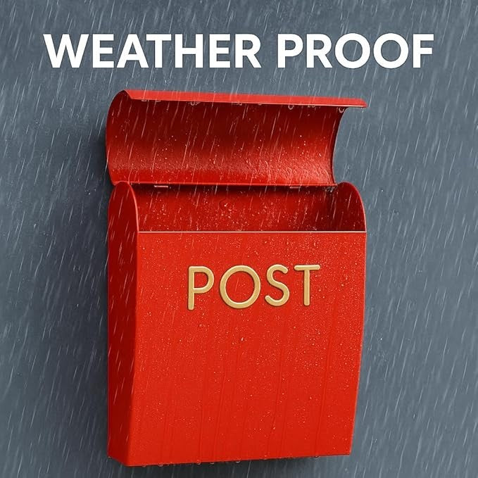Wall Mounted Red Post Box Drop Chute Mailbox – Weatherproof, Easy Install