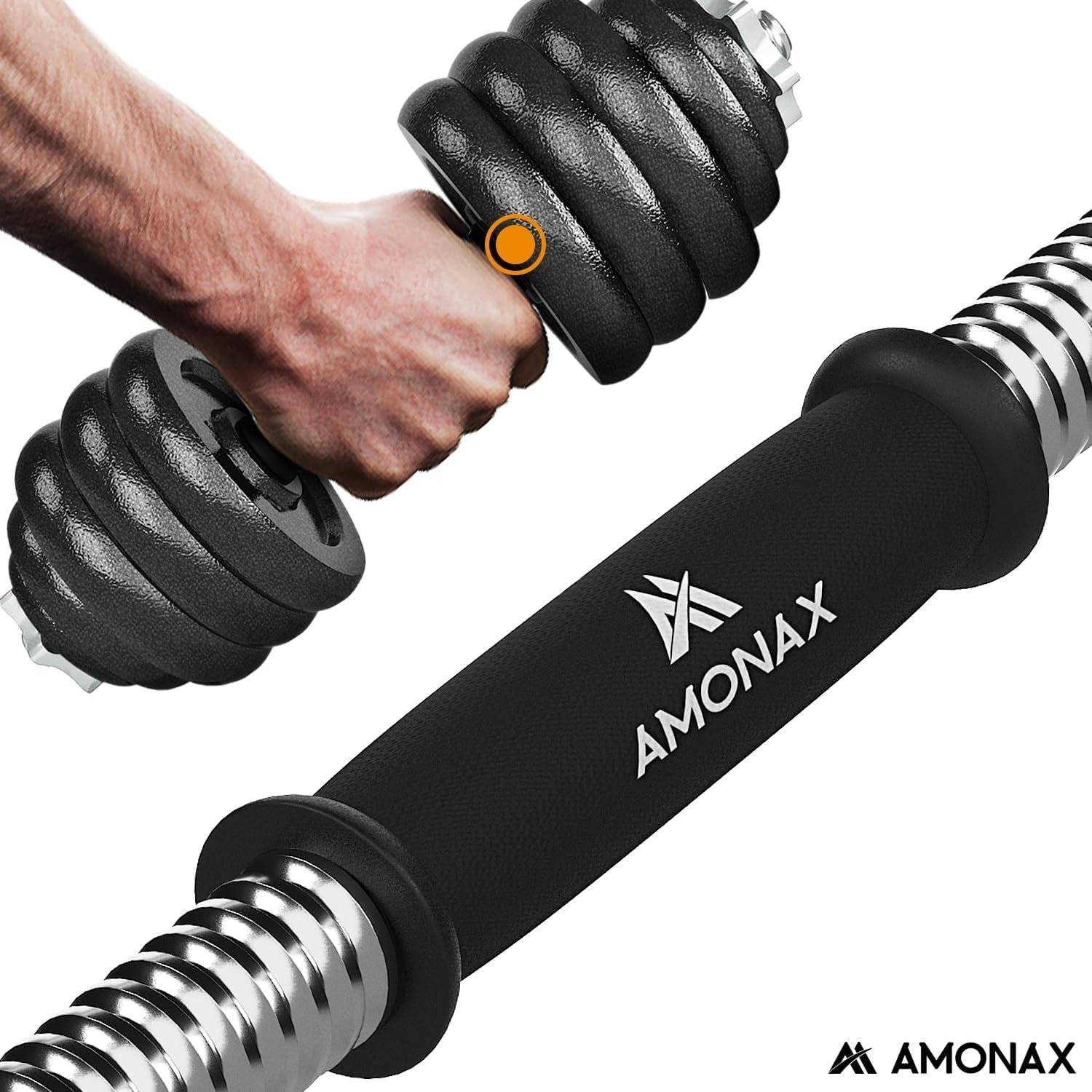40kg Adjustable Dumbbell & Barbell Set Cast Iron Spinlock Home Gym