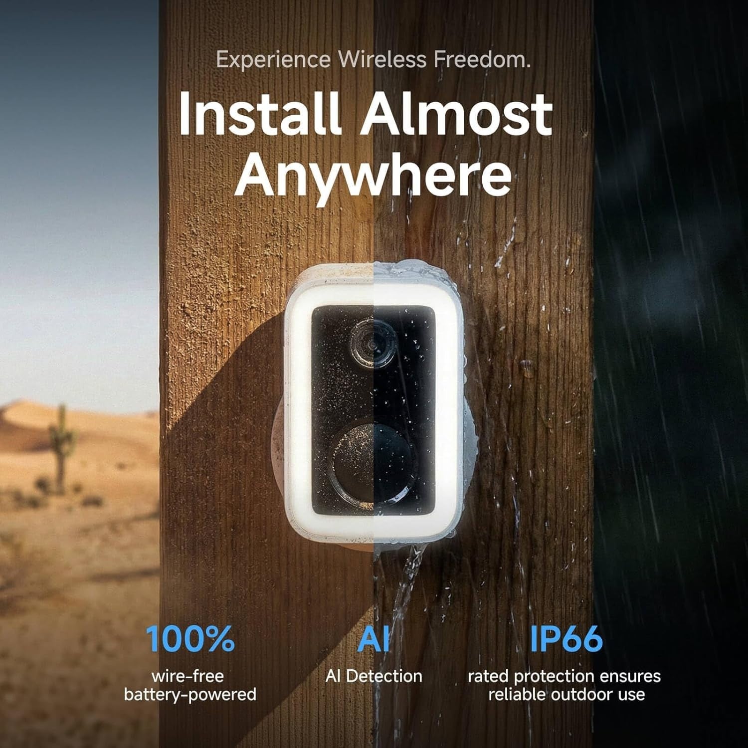 2K Wireless Security Camera Outdoor WiFi AI Detection Color Night