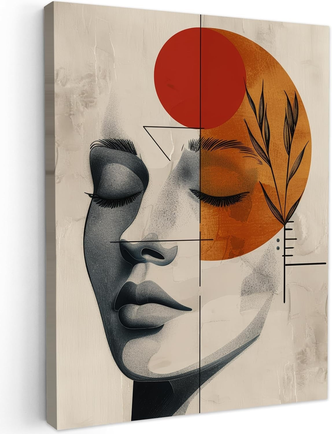 Abstract Woman Canvas Wall Art 50x70cm Botanical Orange Modern