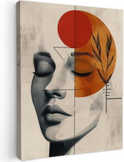 Abstract Woman Canvas Wall Art 50x70cm Botanical Orange Modern