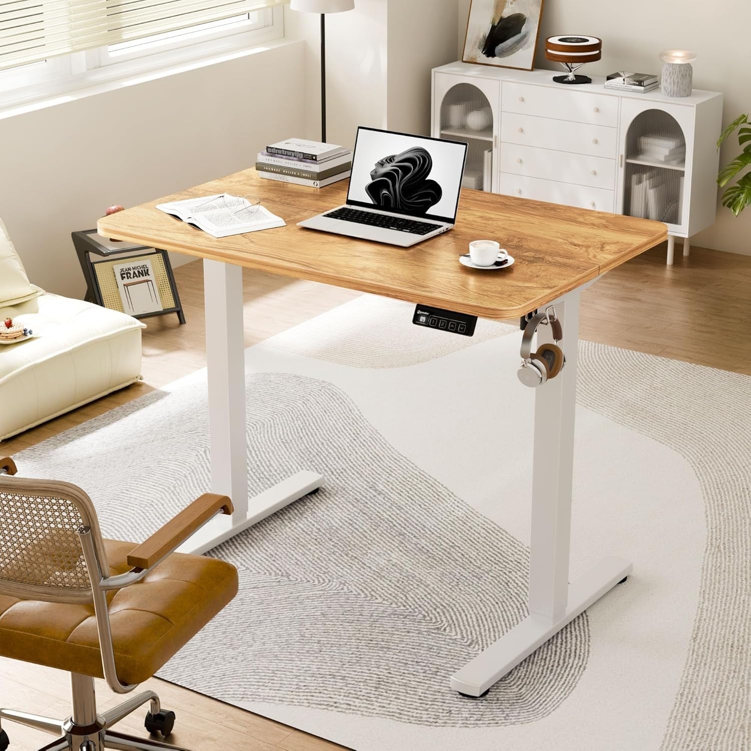 Electric Standing Desk Height Adjustable Sit Stand Home Table 90x60cm