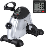Compact Under Desk Pedal Exerciser Adjustable Resistance LCD Handle