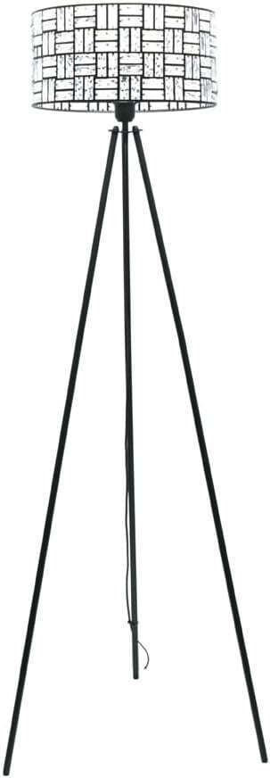 Black Tripod Floor Lamp Clear Acrylic Jewel Drum Shade Glam Light