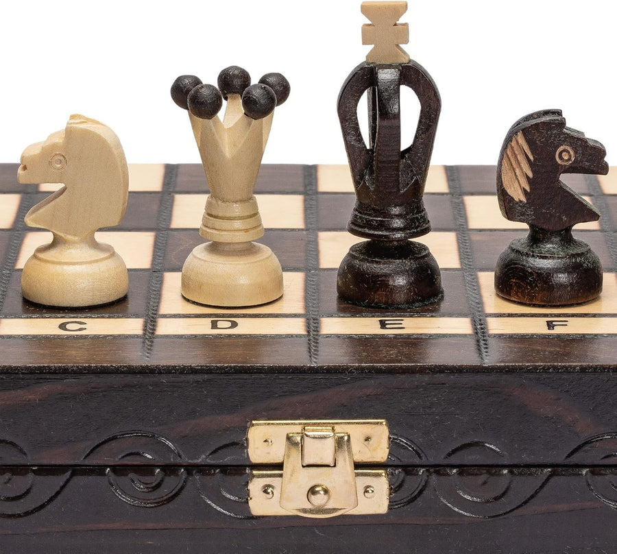 Luxury Wooden Chess Set Medium Size • Handcrafted Pieces • Folding Board Gift