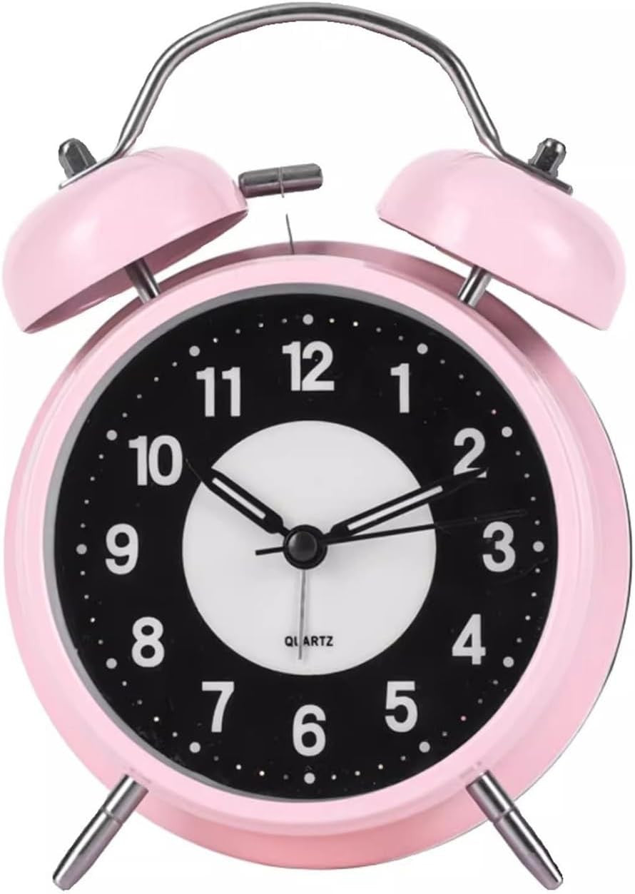 Retro Twin Bell Alarm Clock Loud Silent Non Ticking Metal