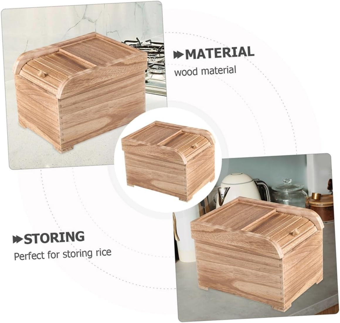 10KG Solid Wood Rice Container Airtight Food Storage Box with Lid