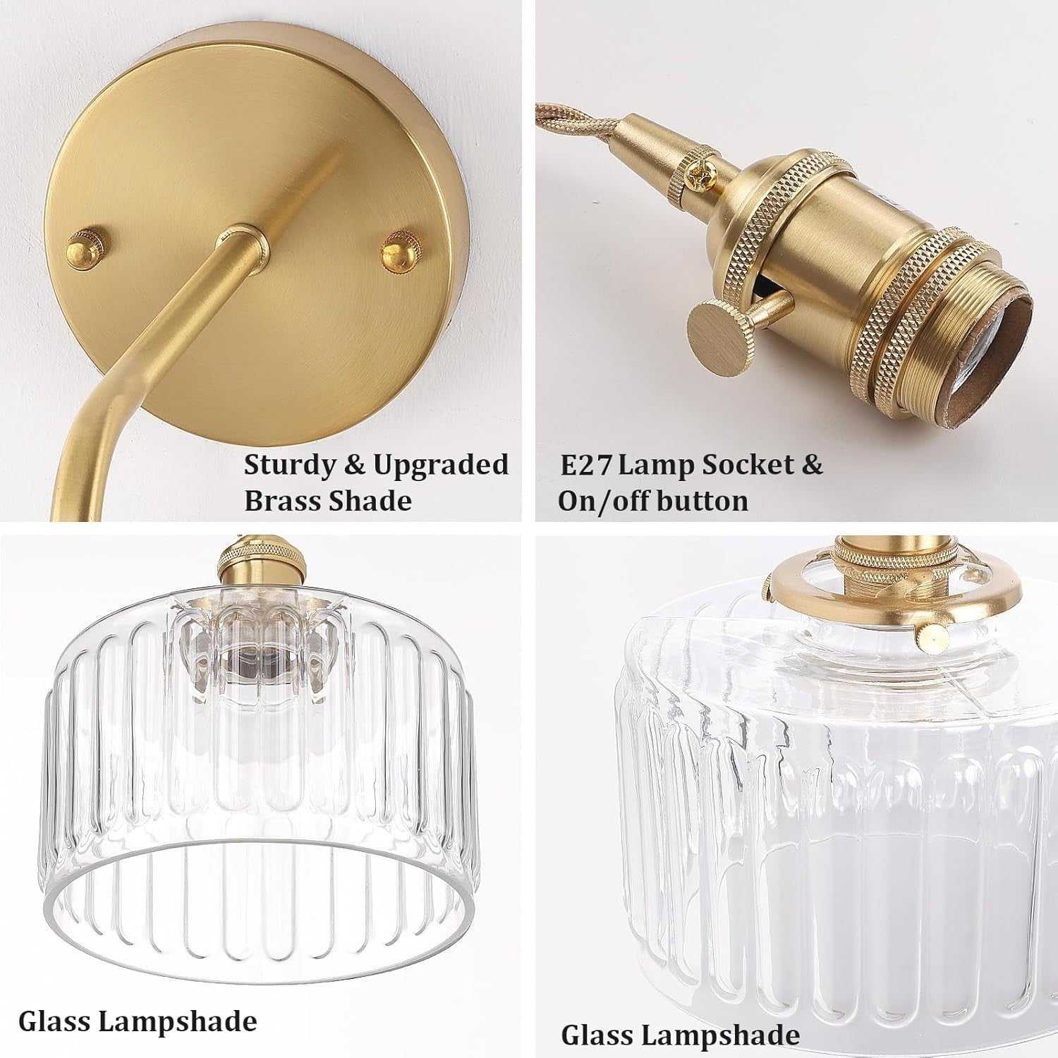 Vintage Wall Sconce Light Battery Operated Glass Lamp Rechargeable LED