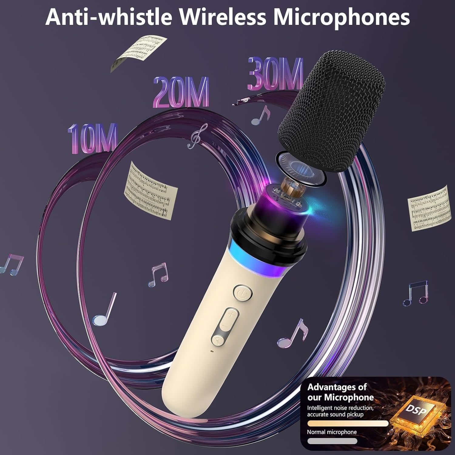 Karaoke Machine 2 Wireless Mic Bluetooth LED Party Speaker
