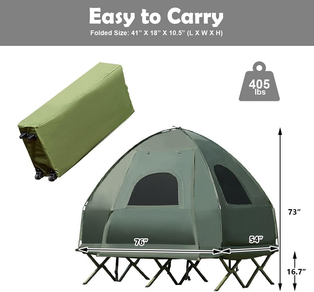 2-Person Waterproof Camping Tent Bed with Air Mattress & Sleeping Bag