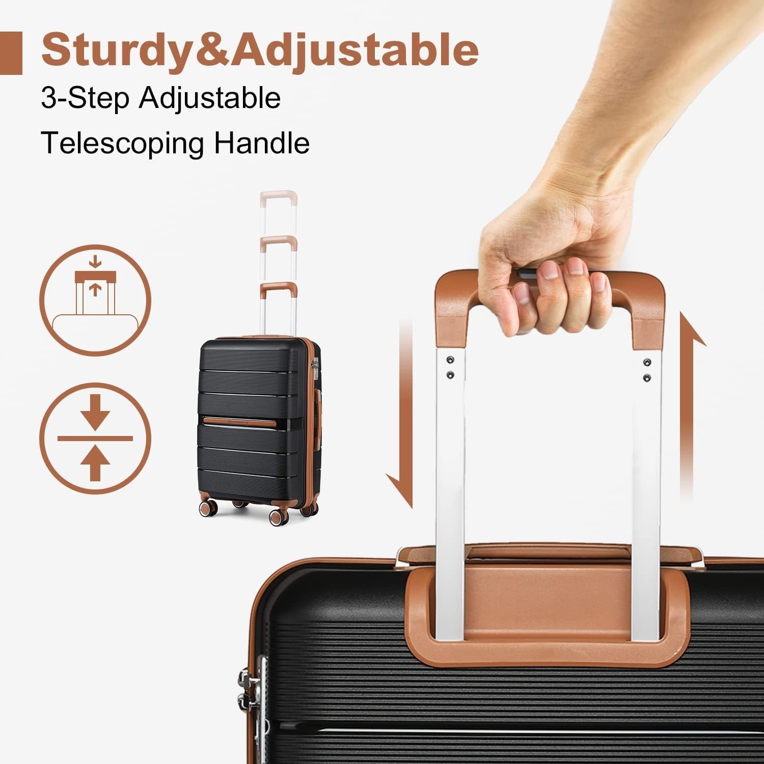 3PC Luggage Set Hard Shell PP Suitcases TSA Lock 4 Spinner Wheels