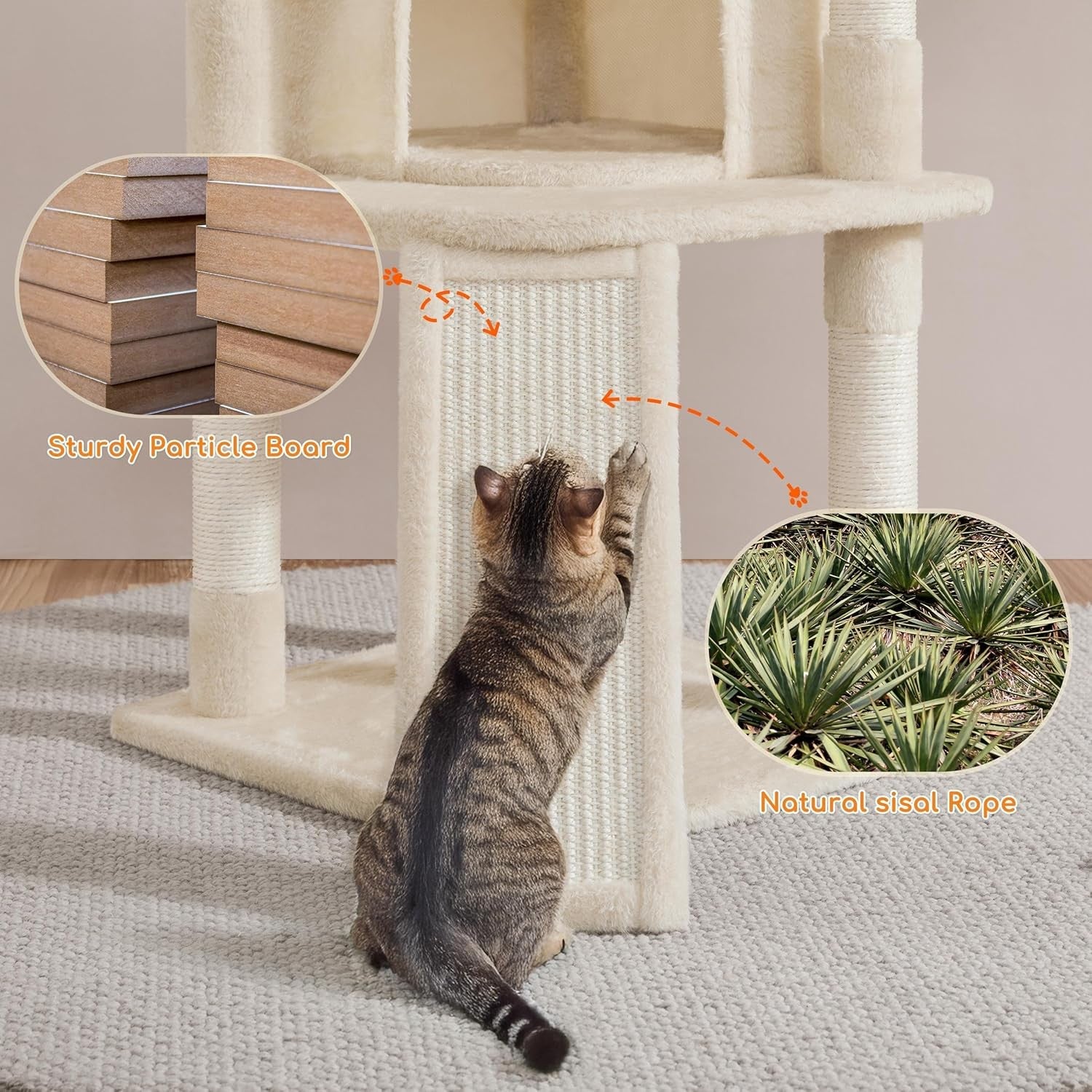 Cat Tree 107cm Climbing Tower Scratching Posts Condo Basket Indoor