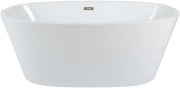 White Double Ended Freestanding Oval Bath 1595x740mm Nickel Overflow