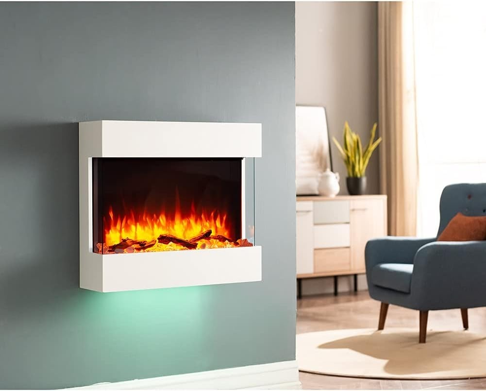 30" Wall Mounted Electric Fireplace LED Flame Heater Remote 1.8kW