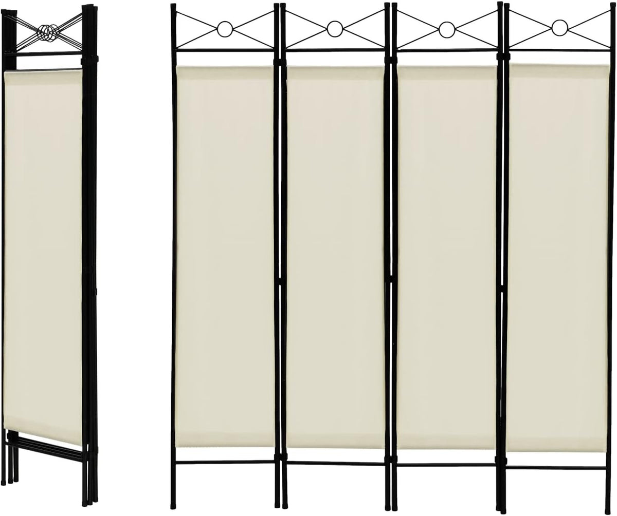 4 Panel White Folding Room Divider Privacy Screen Partition for Bedroom Office