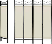 4 Panel White Folding Room Divider Privacy Screen Partition for Bedroom Office