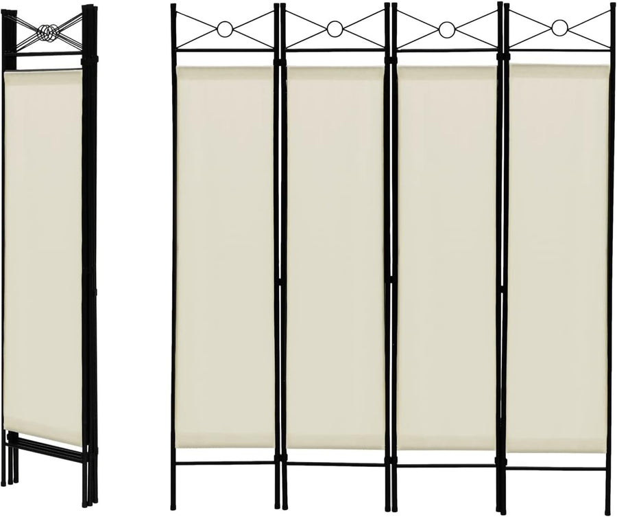 4 Panel White Folding Room Divider Privacy Screen Partition for Bedroom Office