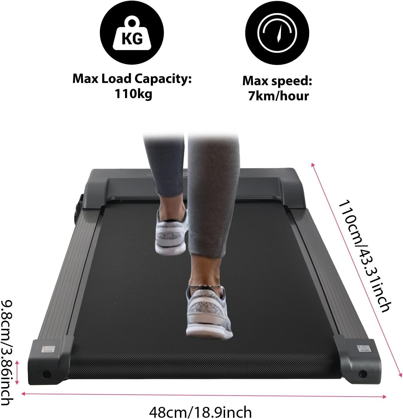 Under Desk Treadmill – Incline, App & Remote Control, 4-in-1 Fitness Pad