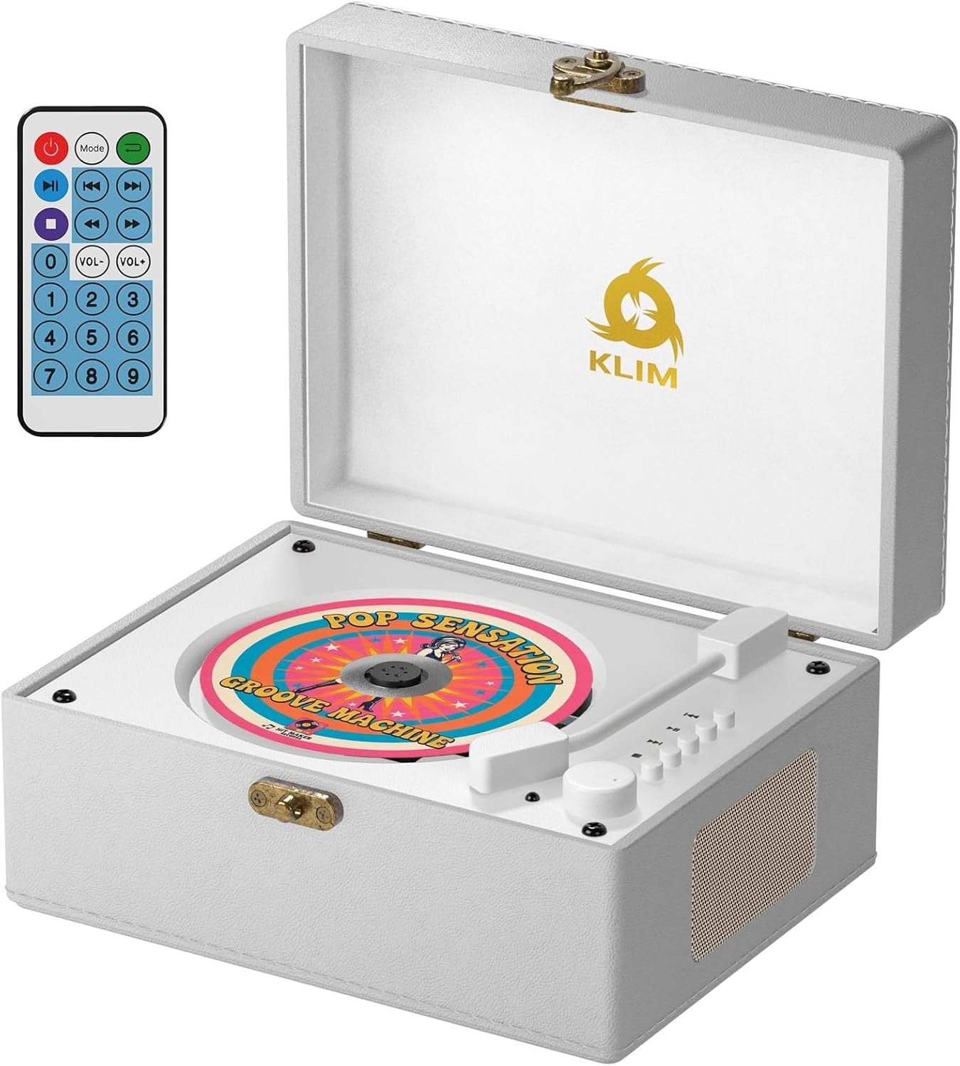Retro Bluetooth CD Player Rechargeable Speakers USB AUX Mini Record Style
