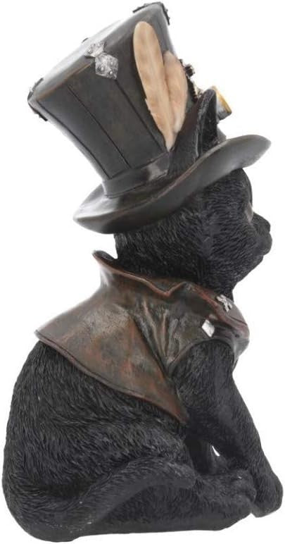 Steampunk Cat Figurine 18.5cm Resin Ornament Gothic Decor Hand Painted Statue