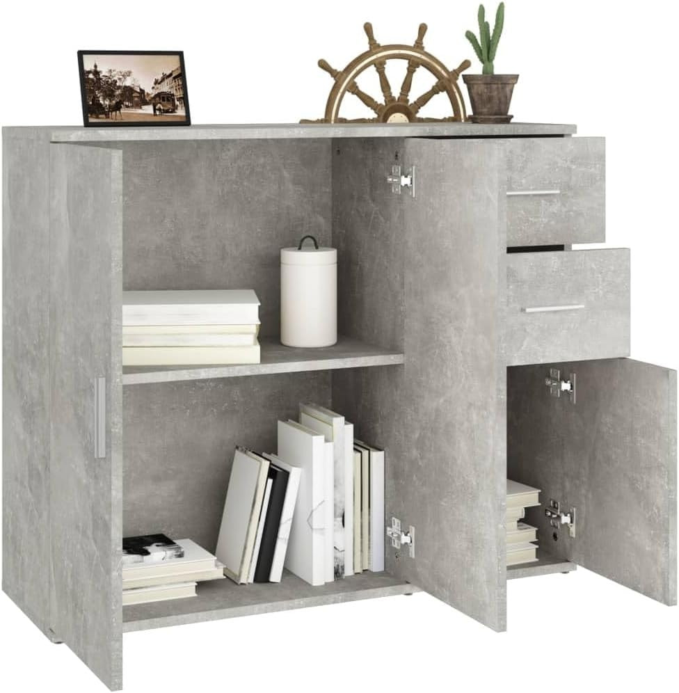 Modern Sideboard Cabinet Grey Storage Cupboard Drawers Unit for Living Room