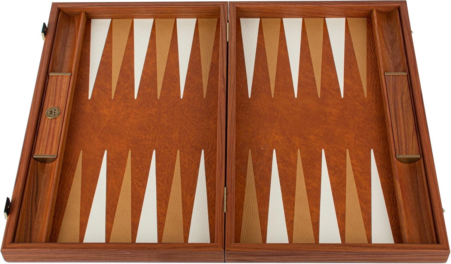 Luxury Backgammon Set Leatherette Folding Board 19in Premium Strategy Game