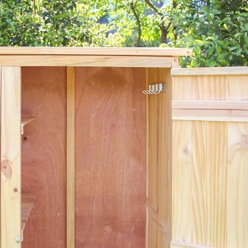 Wooden Outdoor Utility Shed 92x57x154cm Tool Storage Cabinet Natural
