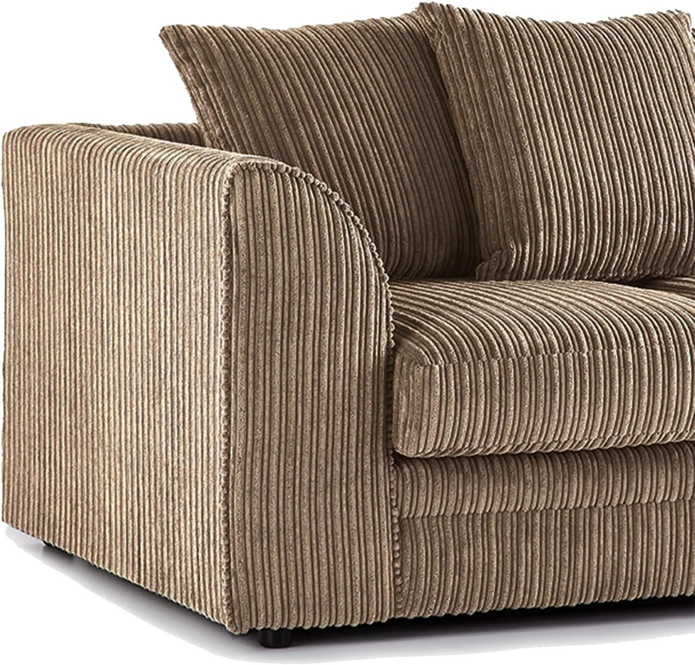 Right Hand Corner Sofa 3-4 Seater Coffee Cord | UK Made | Soft Deep Cushions