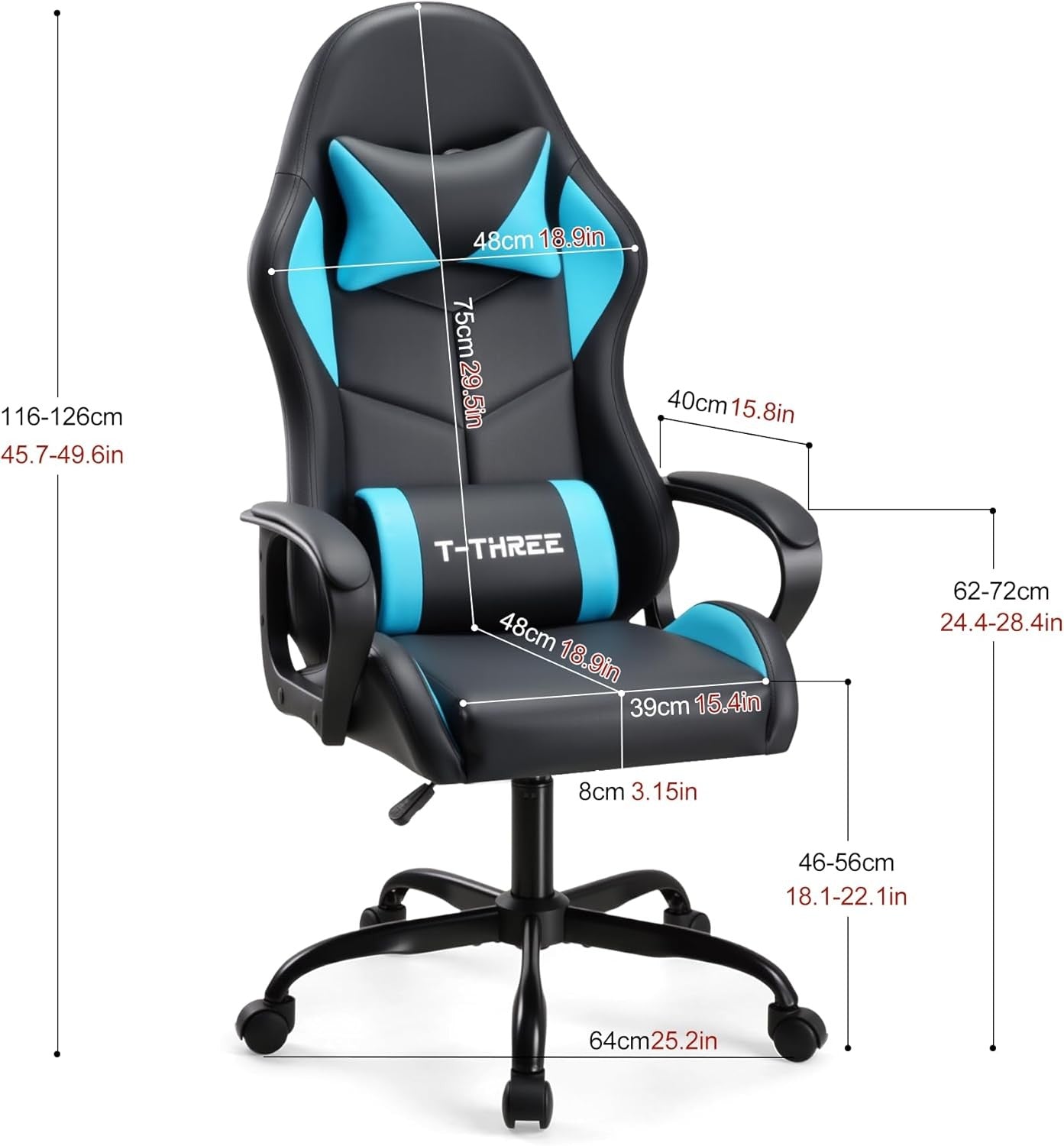 Ergonomic Gaming Chair High Back Swivel Office Desk Chair Blue